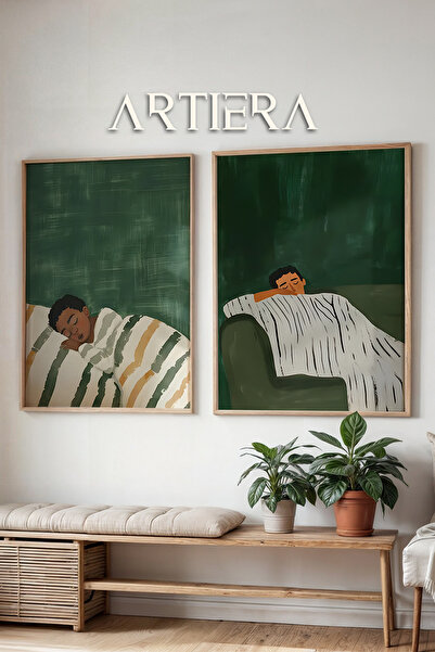 HİGUERA Βρεφική ελαιογραφία που κοιμάται σε σμαραγδένια πράσινα τόνους Feel Δ...