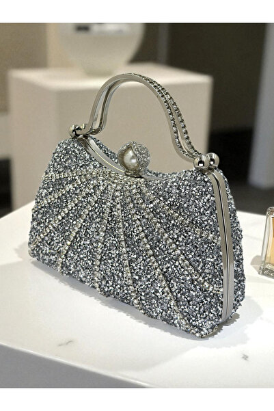 Biçanta Rochie de seară pentru femei, gri argintiu, culoare lame, cu detaliu argintiu, cu curea cu lanț, pentru absolvire, nuntă, logodnă, bal de absolvire