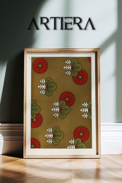 HİGUERA Vintage μοτίβα Japandi Art Ζωγραφική τοίχου με φυσικό ξύλινο πλαίσιο