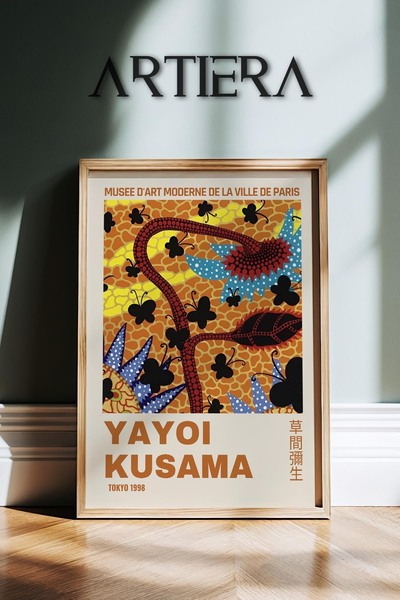 HİGUERA Yayoi Kusama διάσημος ζωγράφος με πορτοκαλί φόντο Μοντέρνα vintage ζω...