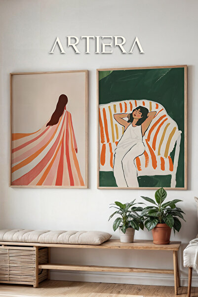 HİGUERA Παστέλ πορτοκαλί ριγέ μανδύα γυναίκα και ξεκούραση γυναίκα διπλό φυσι...