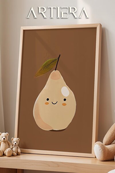 HİGUERA Χαριτωμένο αχλάδι καφέ φόντο Διακόσμηση παιδικού δωματίου με ξύλινο π...