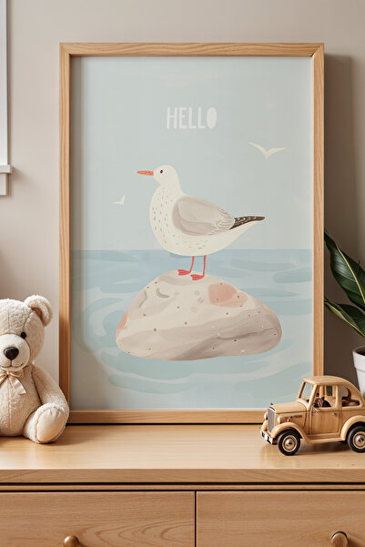 HİGUERA Seagull on a Rock - Πίνακας παιδικού και βρεφικού δωματίου με φυσικό ...