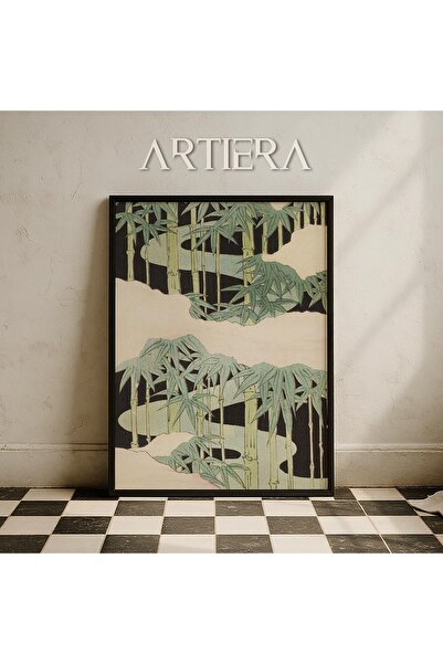 HİGUERA Vintage μοτίβα Japandi Art Ζωγραφική τοίχου με φυσικό ξύλινο πλαίσιο