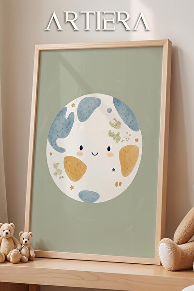 HİGUERA Cute Moon Green Background Space Θέμα Διακόσμηση παιδικού δωματίου μω...