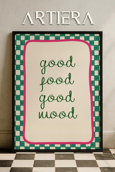 HİGUERA Τυπογραφία Μοντέρνα Μεσογειακή Ιταλική Ζωγραφική Κουζίνας με Ξύλινο Π...