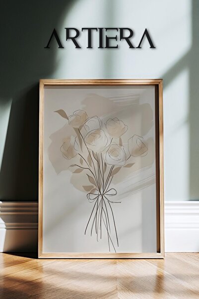 HİGUERA Μινιμαλιστική ανθοδέσμη λουλουδιών σε μπεζ τόνους Αφηρημένη βοτανική ...