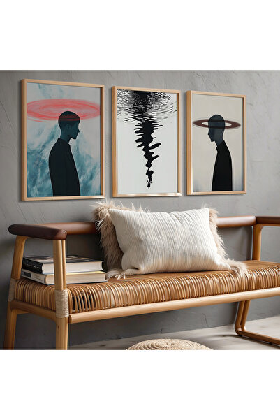 HİGUERA Σετ τριπλής αφηρημένης ανθρώπινης φιγούρας Reds Abstract Natural Wood...