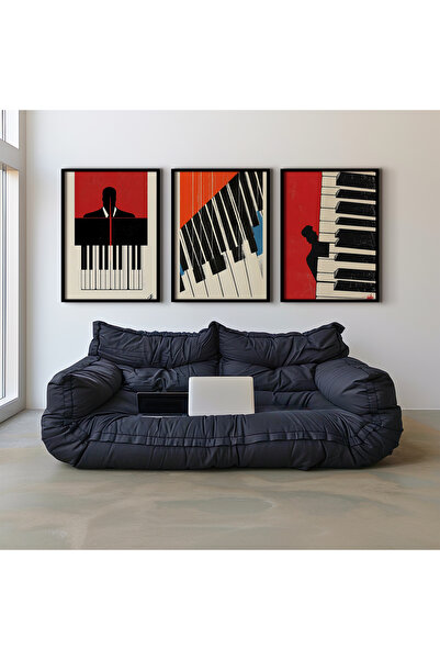 HİGUERA Γυναικείο πορτρέτο αφηρημένο σχέδιο Κόκκινο αφηρημένο τριπλό σετ ζωγρ...