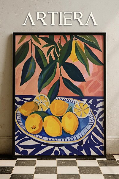 HİGUERA Lemons Μοντέρνο Μεσογειακό Ιταλικό Στιλ Τραπέζι Κουζίνας με Ξύλινο Πλ...