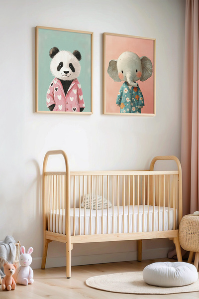 HİGUERA 2 τεμαχίων πολύχρωμες πιτζάμες Panda και Elephant Παιδικό δωμάτιο και...