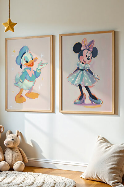 HİGUERA Σετ 2 Ξύλινες Ζωγραφιές τοίχου Donald Duck - Mickie Mouse Paint Feel ...