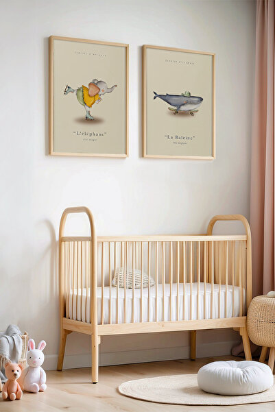 HİGUERA Πίνακας παιδικού και βρεφικού δωματίου Skater Elephant and Whale Prem...