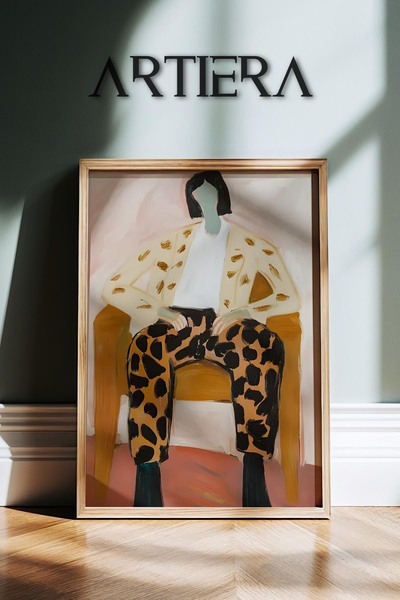 HİGUERA Model de leopard Boss Woman Portret de femeie abstractă Pictură de pe...