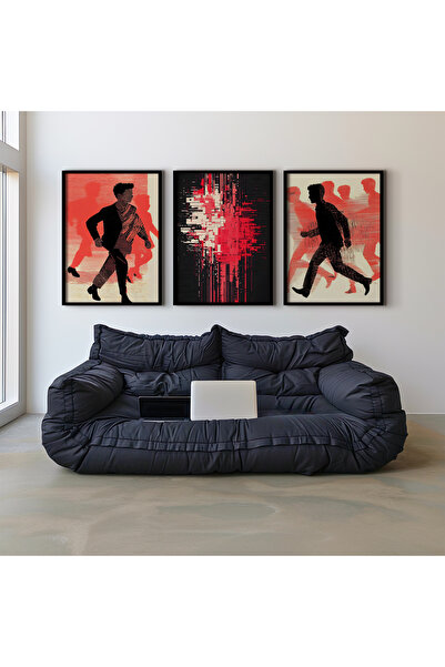 HİGUERA Τριπλή Ανθρώπινη Φιγούρα Κόκκινη Αφηρημένη Σειρά Ζωγραφική τοίχου με ...