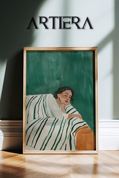 HİGUERA Σύγχρονη αφηρημένη τέχνη Πορτρέτο γυναίκας και γάτας που αναπαύεται σ...