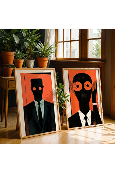 HİGUERA Σετ ζωγραφικής τοίχου με αφηρημένη ανθρώπινη φιγούρα διπλό κόκκινο αφ...