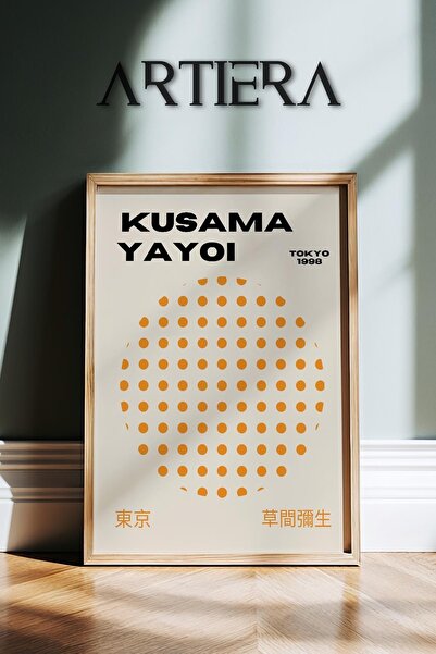 HİGUERA Yayoi Kusama Διάσημος Ζωγράφος Πορτοκαλί Μοντέρνα Vintage Ζωγραφική τ...