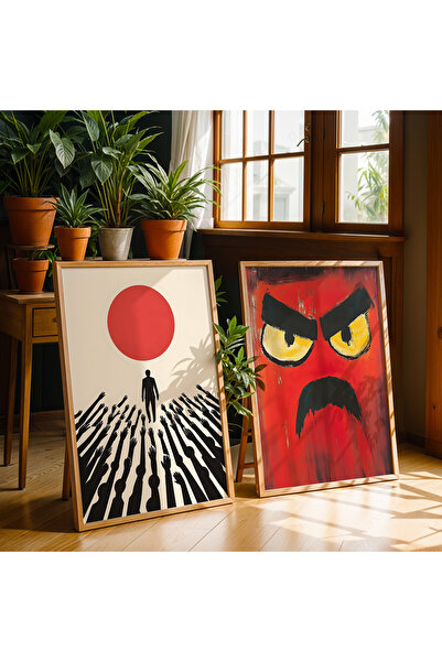 HİGUERA Σετ ζωγραφικής τοίχου με αφηρημένη ανθρώπινη φιγούρα διπλό κόκκινο αφ...