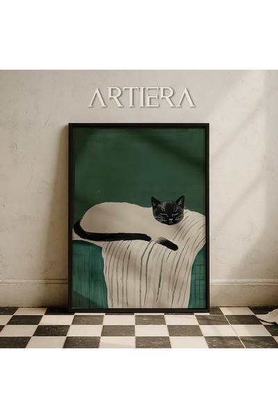 HİGUERA Μαύρο και άσπρο Siamese Cat Minimalist Μοντέρνο Ξύλινο Πίνακας Τοίχου