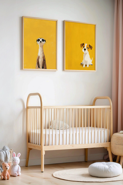 HİGUERA 2 τεμαχίων Yellow Fonda Cute Animals Παιδικό Δωμάτιο και Βρεφικό Δωμά...