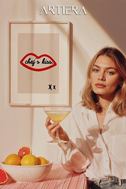 HİGUERA Τυπογραφία Μοντέρνα Μεσογειακή Ιταλική Ζωγραφική Κουζίνας με Ξύλινο Π...