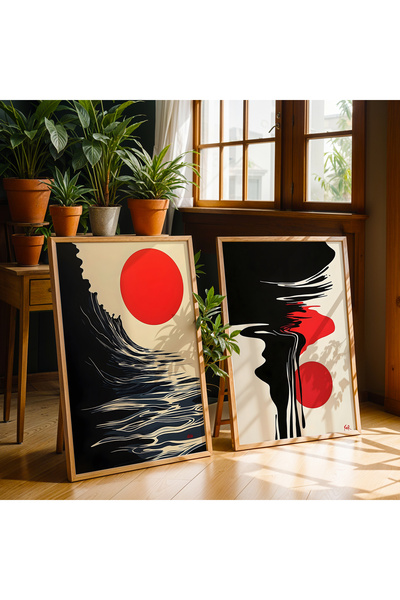 HİGUERA Ασπρόμαυρο Σετ ζωγραφικής τοίχου με διπλό φυσικό ξύλινο πλαίσιο