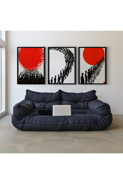 HİGUERA Τριπλή Ανθρώπινη Φιγούρα Κόκκινη Αφηρημένη Σειρά Ζωγραφική τοίχου με ...