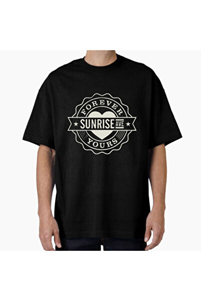 COMVİCHO Unisex Sunriseave Design Printed Oversize T-Shirt