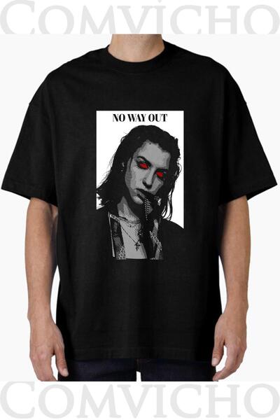 COMVİCHO Unisex No Vay Out V1 Design Printed Oversize T-Shirt