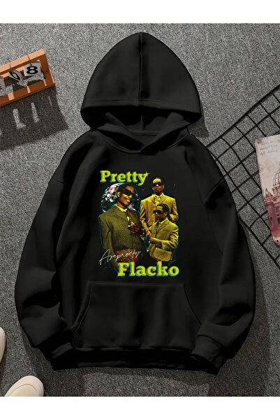 COMVİCHO Petty Alacko V1 Printed Hooded Black Sweatshirt