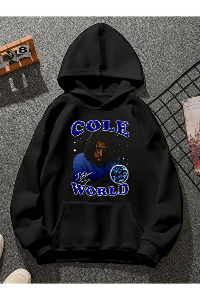 COMVİCHO Cole Vorld V1 Printed Hooded Black Sweatshirt