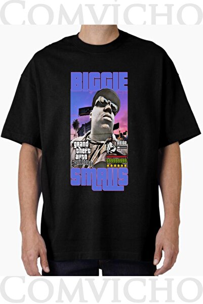 COMVİCHO تي شيرت كبير الحجم مطبوع بتصميم Biggie v12 للجنسين