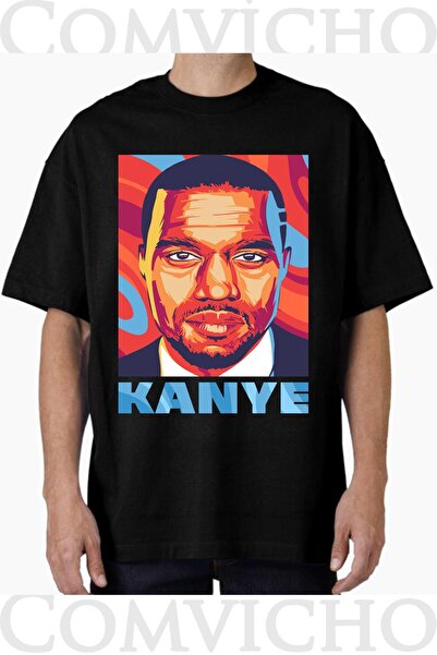COMVİCHO تي شيرت مطبوع بتصميم Kanye v1 للجنسين