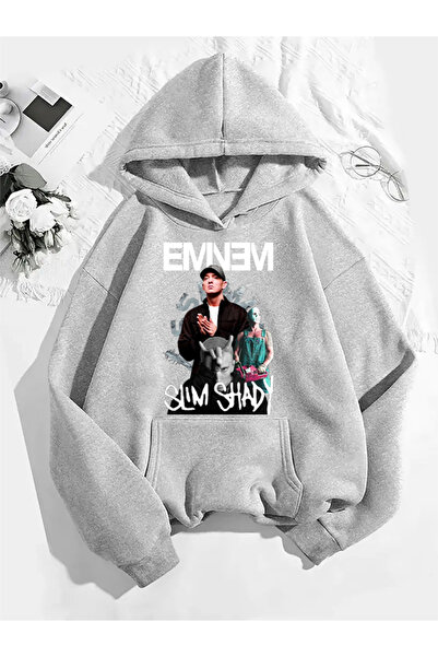 COMVİCHO سويت شيرت إمينيم v15 مطبوع باللون الرمادي