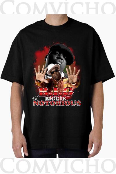 COMVİCHO تي شيرت كبير الحجم مطبوع بتصميم Biggie v13 للجنسين