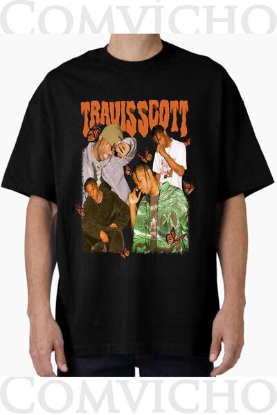 COMVİCHO تي شيرت مطبوع بتصميم ترافيس سكوت v5 للجنسين
