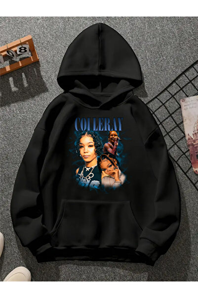 COMVİCHO Coı Leray V1 Printed Hooded Black Sweatshirt