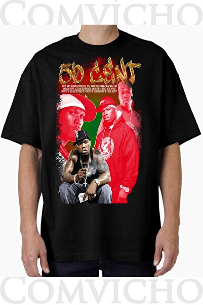 COMVİCHO تي شيرت مطبوع بتصميم 50 سنت v6 للجنسين