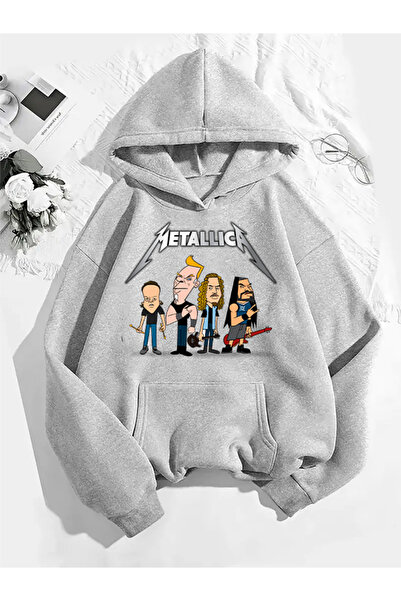 COMVİCHO سويت شيرت ميتاليكا v1 مطبوع باللون الرمادي