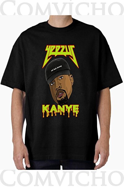 COMVİCHO تي شيرت مطبوع بتصميم Kanye v2 للجنسين