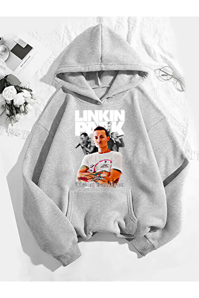 COMVİCHO سترة رياضية رمادية اللون مطبوعة من لينكين بارك v1