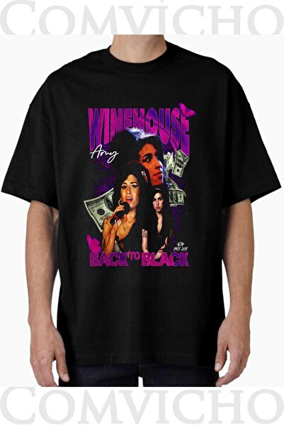 COMVİCHO تي شيرت مطبوع بتصميم Winehouse v1 للجنسين