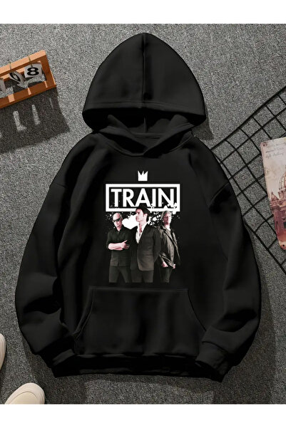COMVİCHO Train V1 Printed Hooded Black Sweatshirt