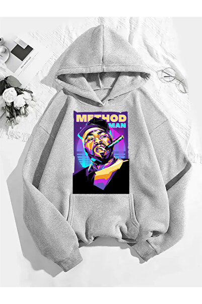 COMVİCHO سويت شيرت رمادي بقلنسوة مطبوعة من ميثود مان v1