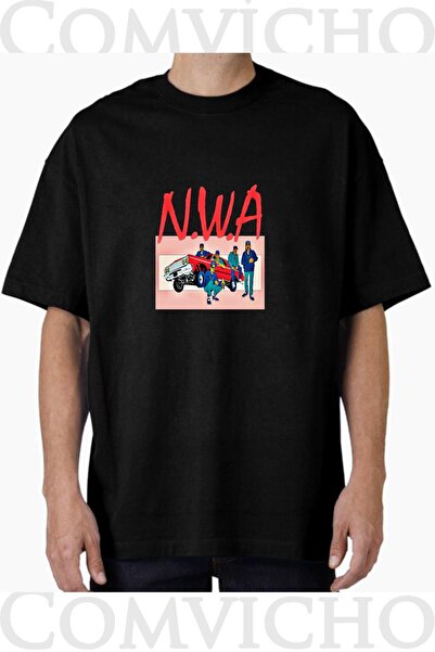 COMVİCHO Unisex N.W.A V2 Design Printed Oversize T-Shirt
