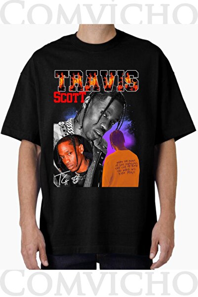 COMVİCHO تي شيرت مطبوع بتصميم ترافيس سكوت v13 للجنسين