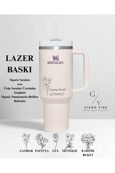 Stanley Kişiselleştirilebilir Quencher Pipetli Termos 1,18 L Rose Pembe Özel Isimli