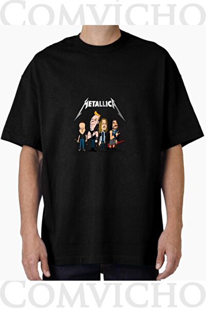 COMVİCHO تي شيرت مطبوع بتصميم ميتاليكا v1 للجنسين