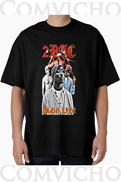 COMVİCHO تي شيرت مطبوع بتصميم توباك v28 للجنسين